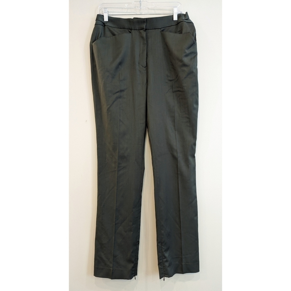 COS Dark Green Pants Adjustable Waist Sides Zip Hem Size 12